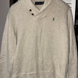 Ralph Lauren Beige Crewneck Sweater with Green Emblem
